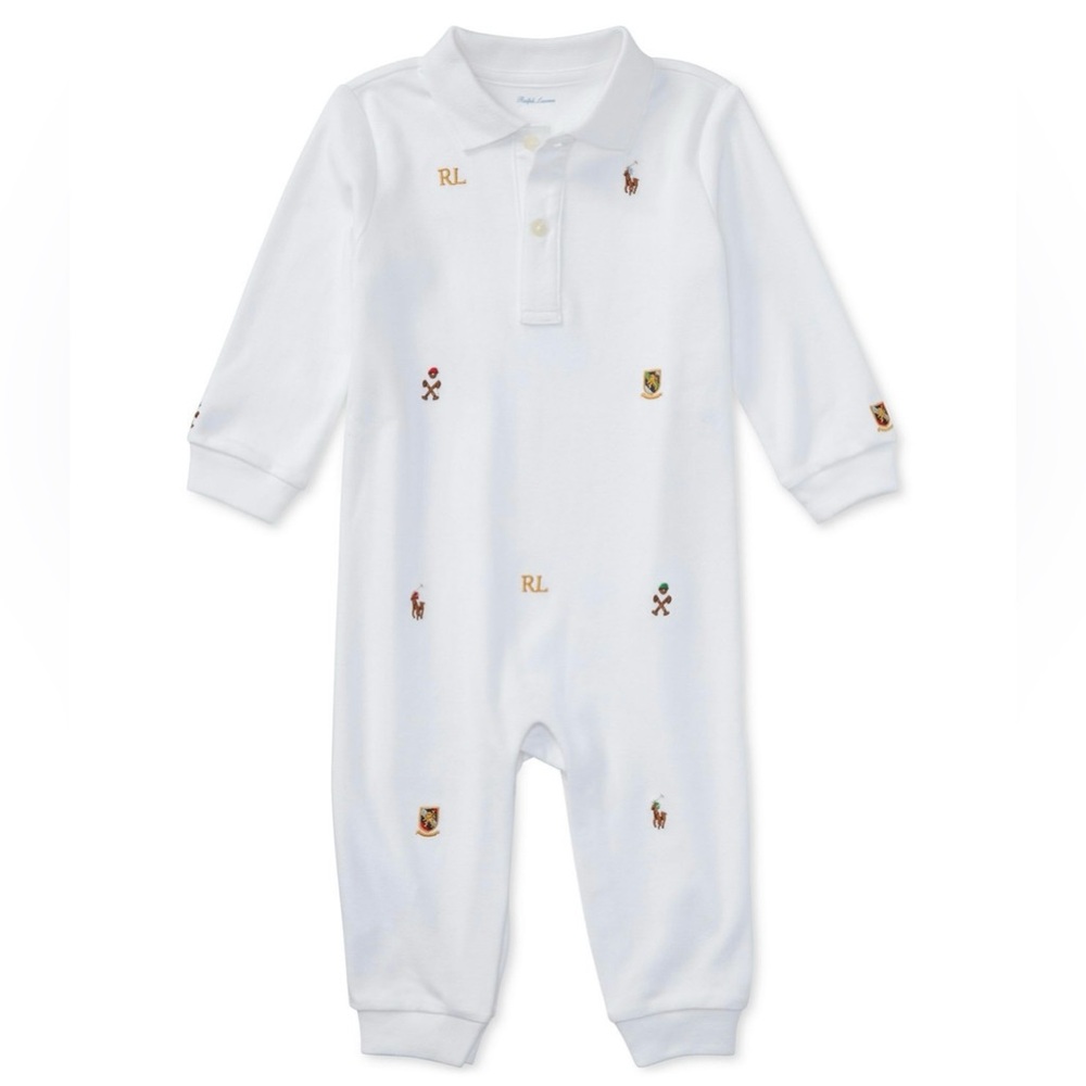 Polo Ralph Lauren White Baby Boys Embroidered Polo Cotton
Coverall